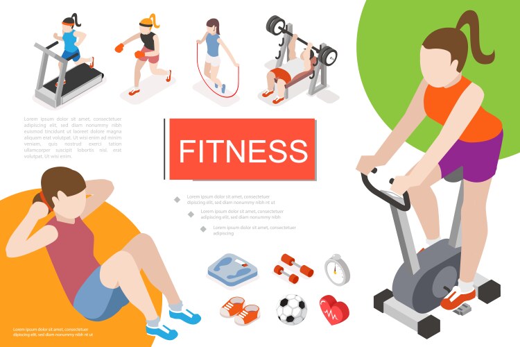 Isometric fitness in gym composition vector image