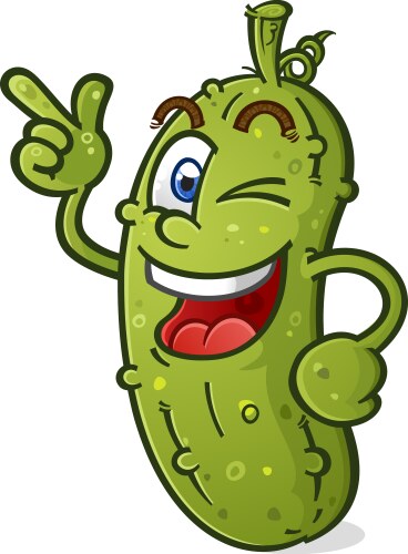 Pickle cartoon with attitude winking and pointing vector image