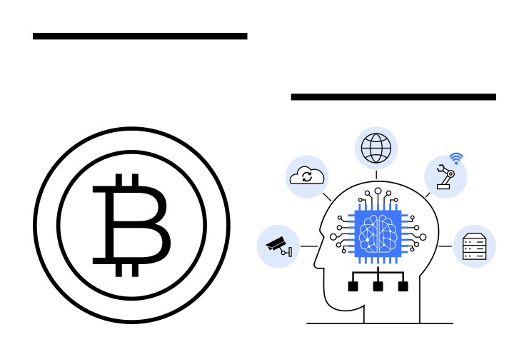Blockchain technology integration with ai and iot vector image