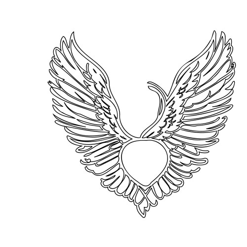 Cupid wings outline sketch Royalty Free Vector Image