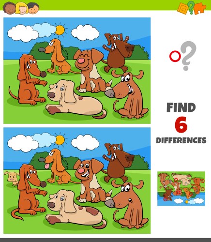 differences game with dogs and puppies characters vector image