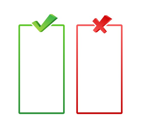 Dos and donts list with checkmark cross mark vector image
