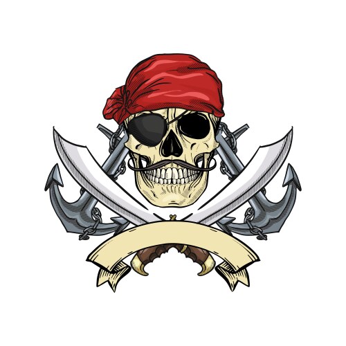 Pirate Skull with Sword Vector Image