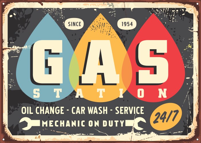 Retro Gas Station Sign vector image