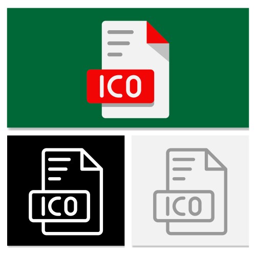 Set ico document file format flat type icon vector image