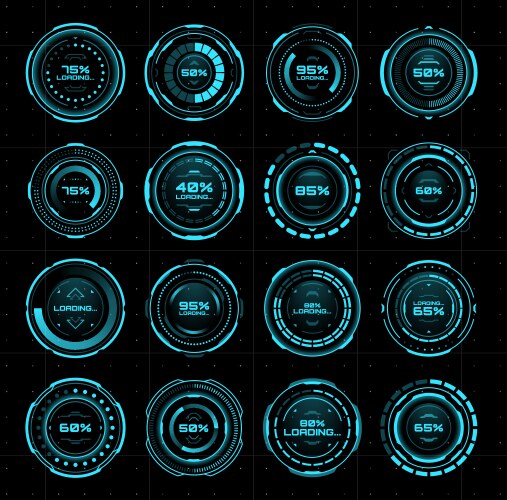 Hud user interface futuristic circle loading bars vector image