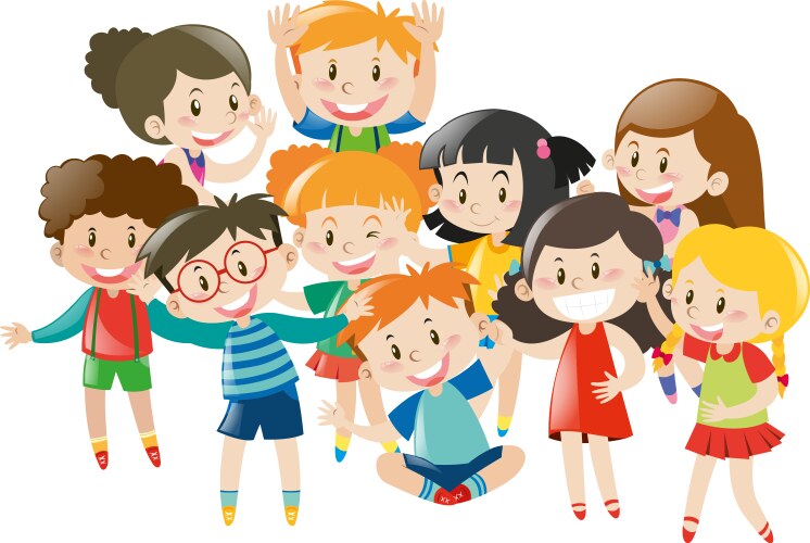 Many children with happy face vector image