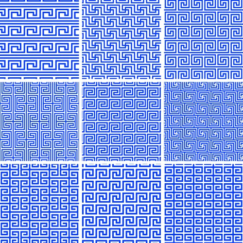 Set ethnic greek seamless tiled patterns vector image