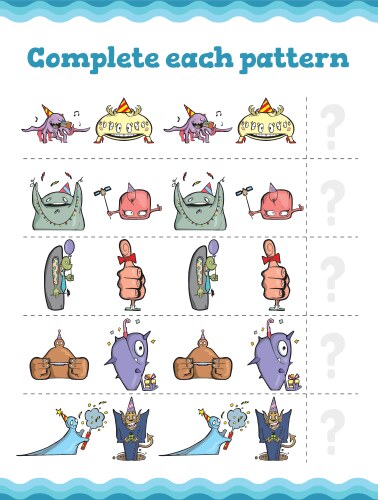 Complete pattern educational game for children Vector Image