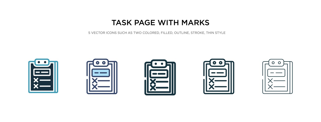 Task page with marks icon in different style two vector image