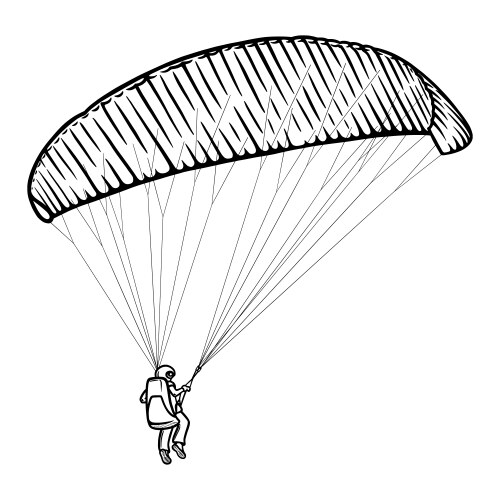 Paragliding man sketch paraglide wing and harness Vector Image