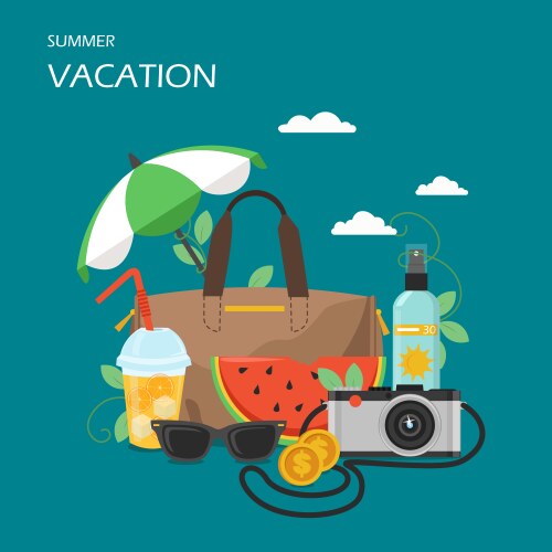 Summer vacation flat style design Royalty Free Vector Image