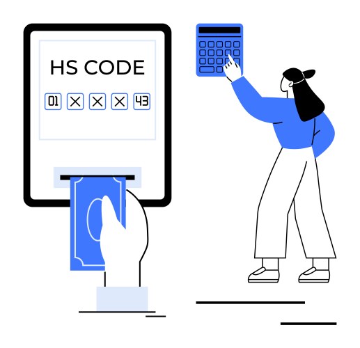 Digital payment system with hs code input vector image