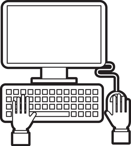 Hands programmer typing work keyboard technology vector image