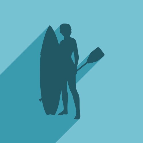 Lady posing with surf board Royalty Free Vector Image