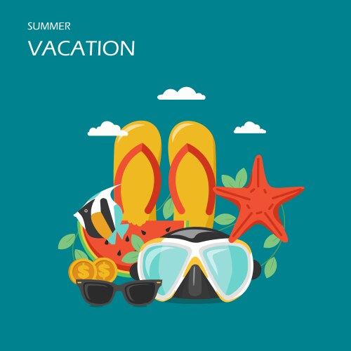 Summer vacation flat style design Royalty Free Vector Image
