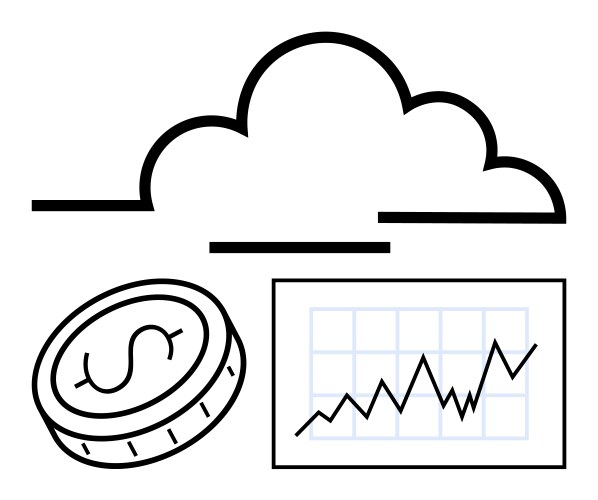 Cloud technology with coin and graph representing vector image