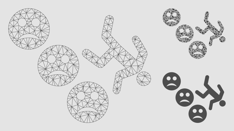 Drop down sad user mesh network model vector image