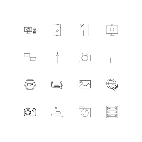 Network and database linear thin icons set vector image