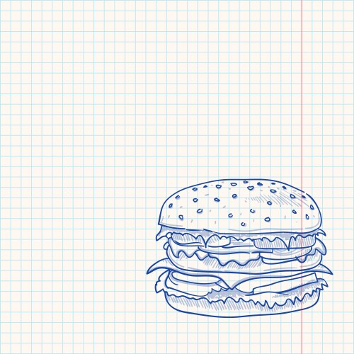 Sketch of a Cheeseburger Vector Image