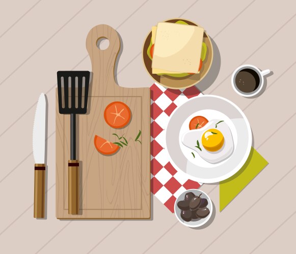 Breakfast menu flat design Royalty Free Vector Image