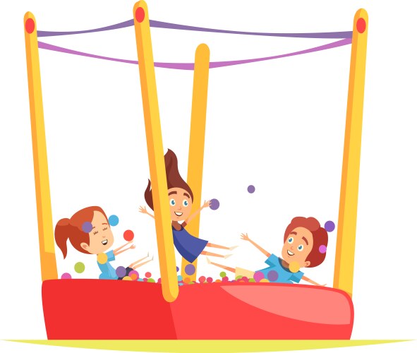 children trampoline game composition vector image