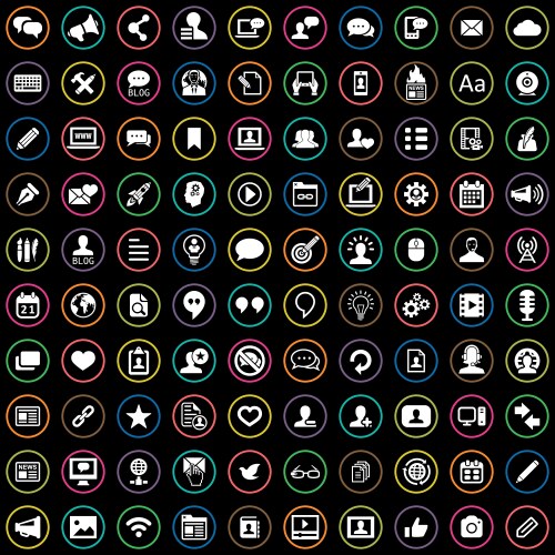 Blog 100 icons universal set for web and ui vector image