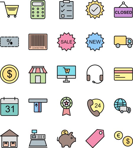 E-commerce icon set Royalty Free Vector Image - VectorStock