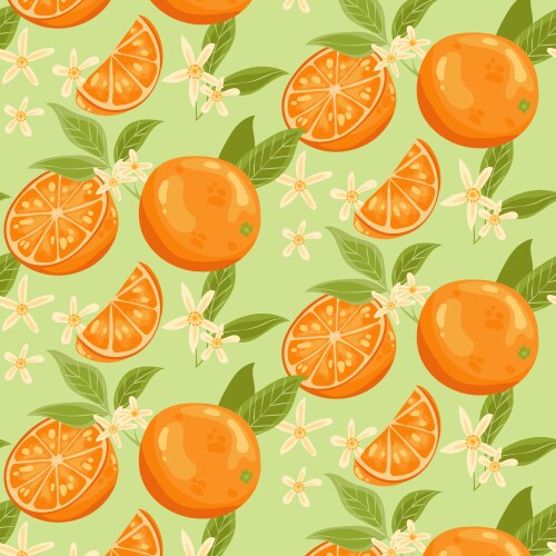Flat design fruit and floral pattern Royalty Free Vector