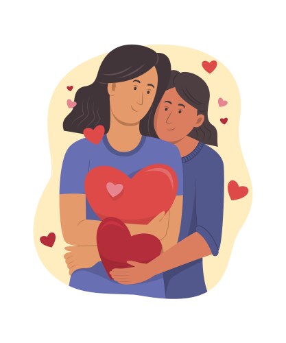 Happy lesbian couple in love Royalty Free Vector Image