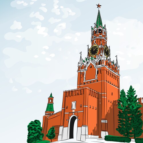 spasskaya tower of the moscow kremlin russi vector image