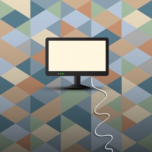 Computer display on retro background vector image