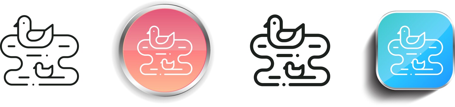 Ducks icon thin linear regular and button style vector image