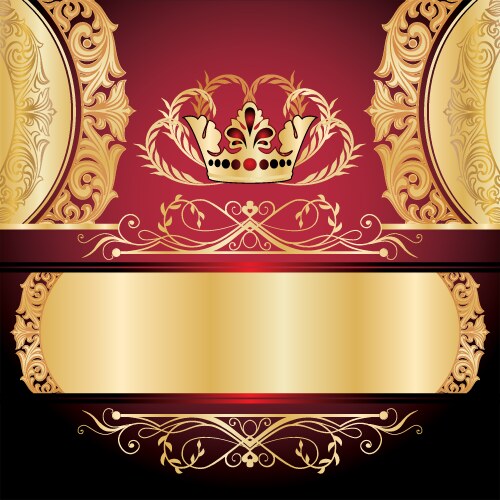 Red background with golden ornament Royalty Free Vector