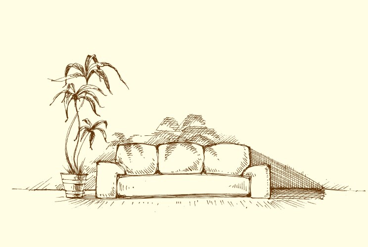 Minimalist Interior Sketch Vector Image