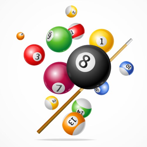 Realistic billiard snooker pool ball cue Vector Image