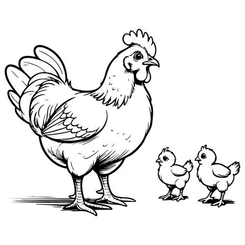 Hen and Chicks Walking Vector Image