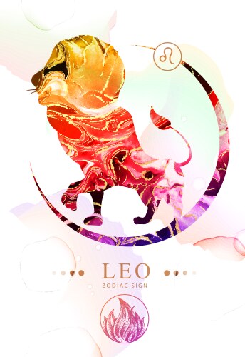 Leo zodiac sign with alcohol ink texture Vector Image