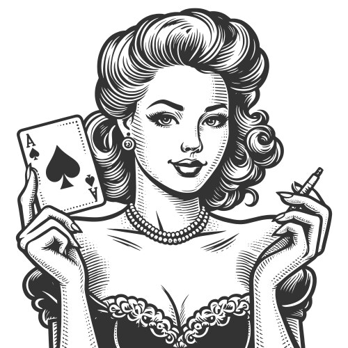 Pin-Up Girl with Ace of Spades Vector Image