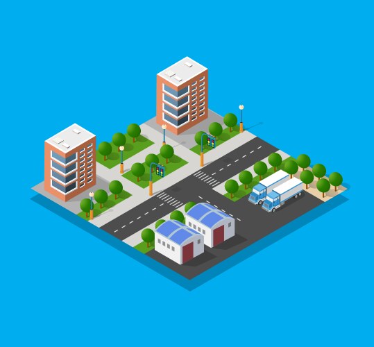 Smart city isometric composition Royalty Free Vector Image