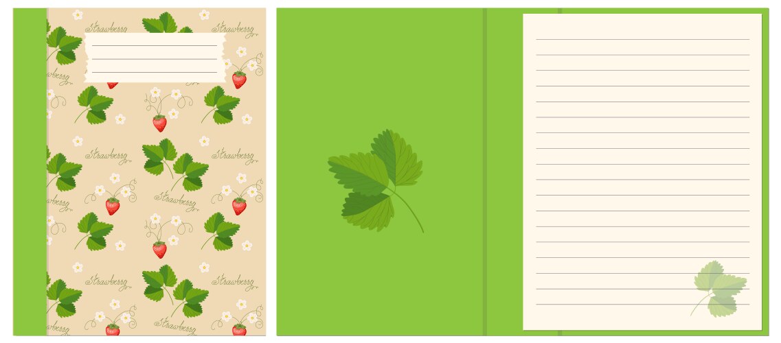 Design notebook with strawberry boho pattern vector image