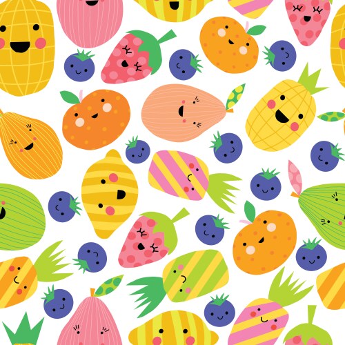 Seamless pattern wiyh dancing fruits cute hand Vector Image