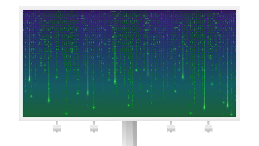 Billboard of floating binary computer code vector image