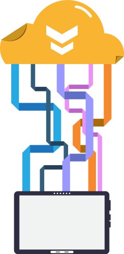 Cloud computing concept with tablet computer vector image