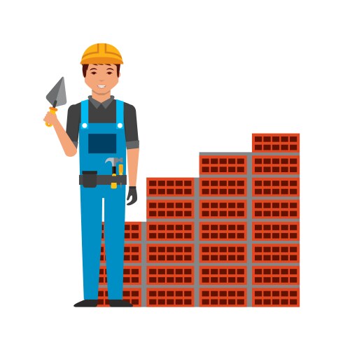 Construction worker cartoon icon Royalty Free Vector Image