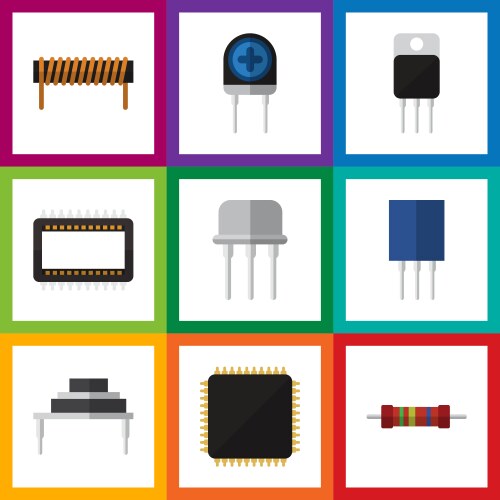 Flat icon device set of cpu mainframe receptacle vektorbild
