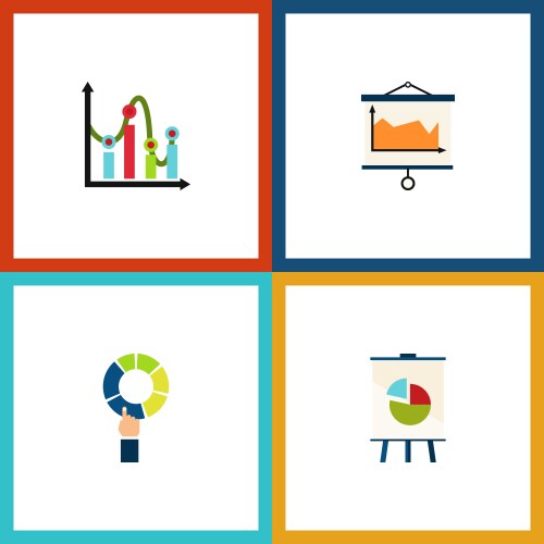 Flat icon graph set of diagram easel chart vector image
