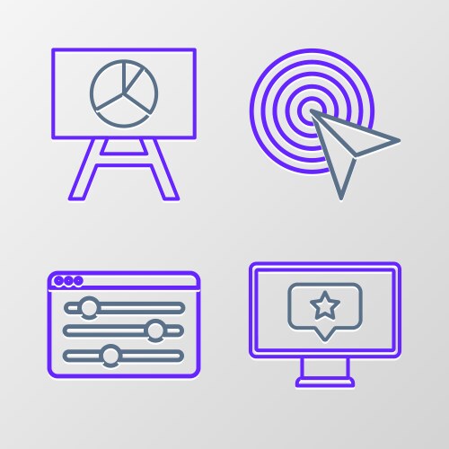 Set line monitor with star browser setting vector image