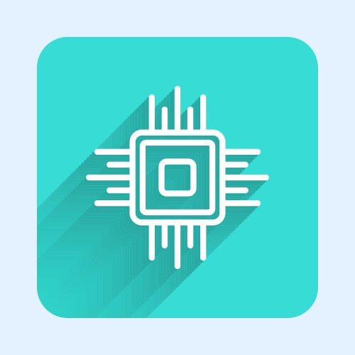 White line computer processor with microcircuits vector image