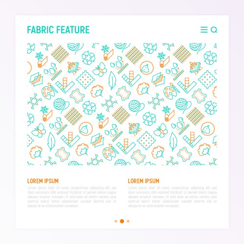 Fabric feature concept with thin line icons vector image